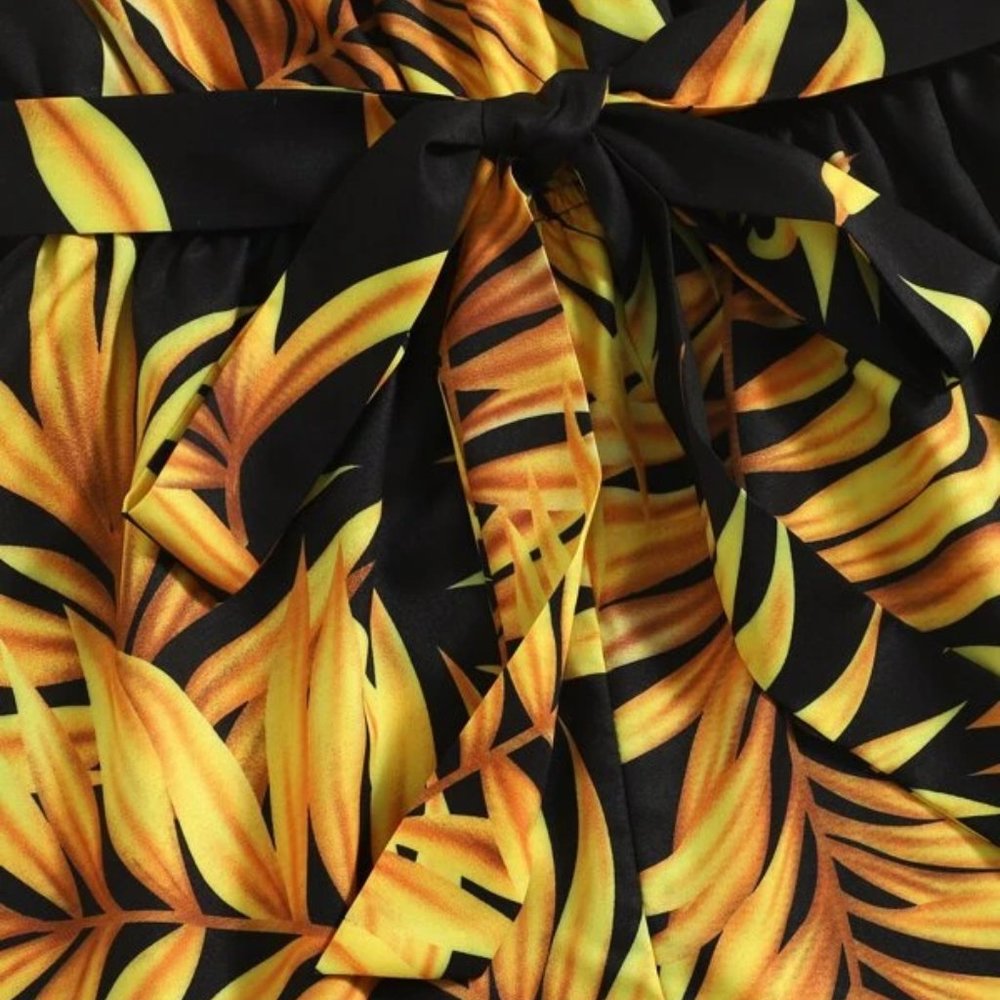 Black/Yellow Tropical Tube Romper in M and L - Picture 3 of 3
